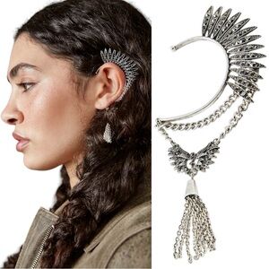 Free People Birds Of A Feather Cocktail Earring Ear Party Cuff NWT Sparkle Retro
